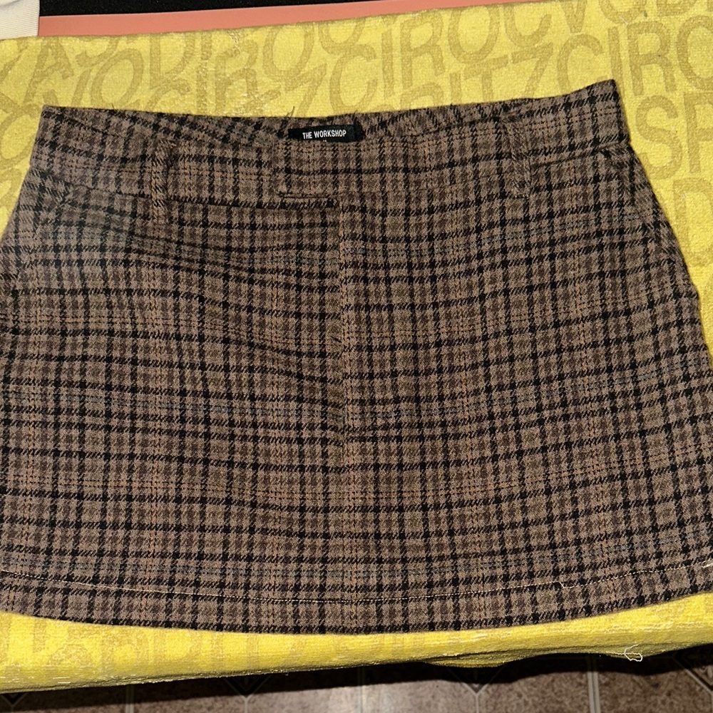 Workshop Republic Clothing Brown Plaid Mini Skirt